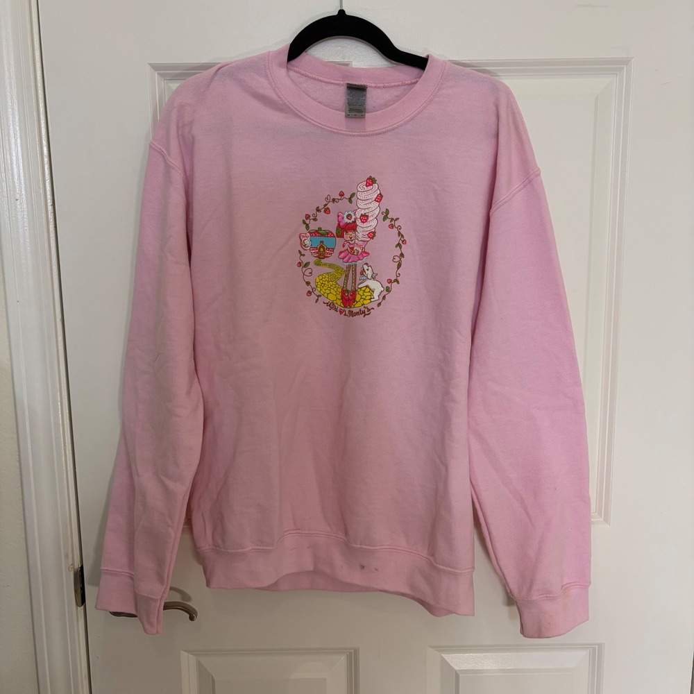 iGirl x Monty's Pink Strawberry Graphic Crewneck Sweatshirt Medium